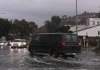 More rain flooded the main intersection of Laguna Beach - we saw the movie Gravity that day.