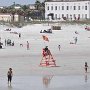 A bit chilly for the lifeguard. 